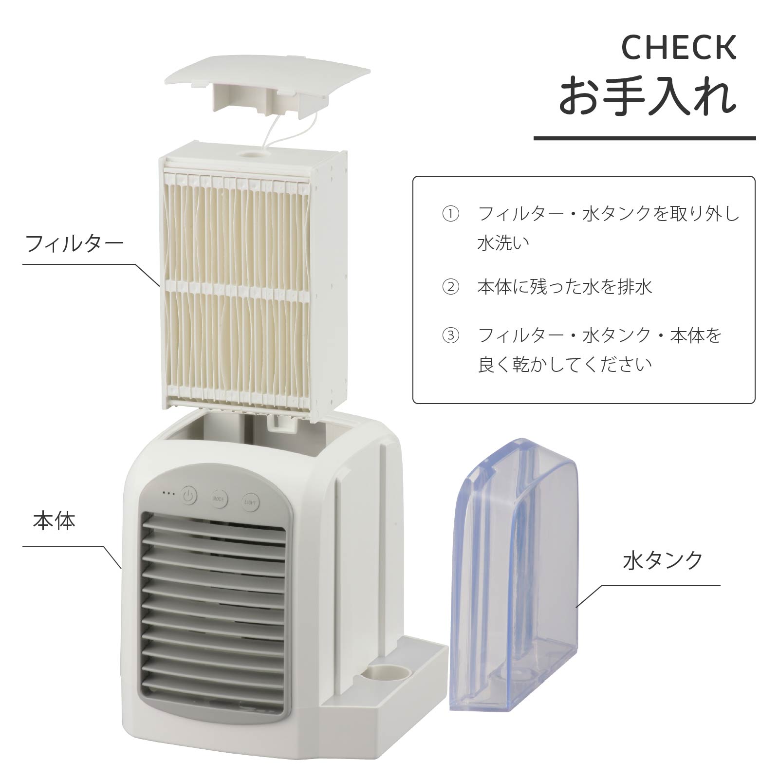 パーソナルクーラーKIS-U380PK-W専用フィルター｜KIS-U380PKF-W 08