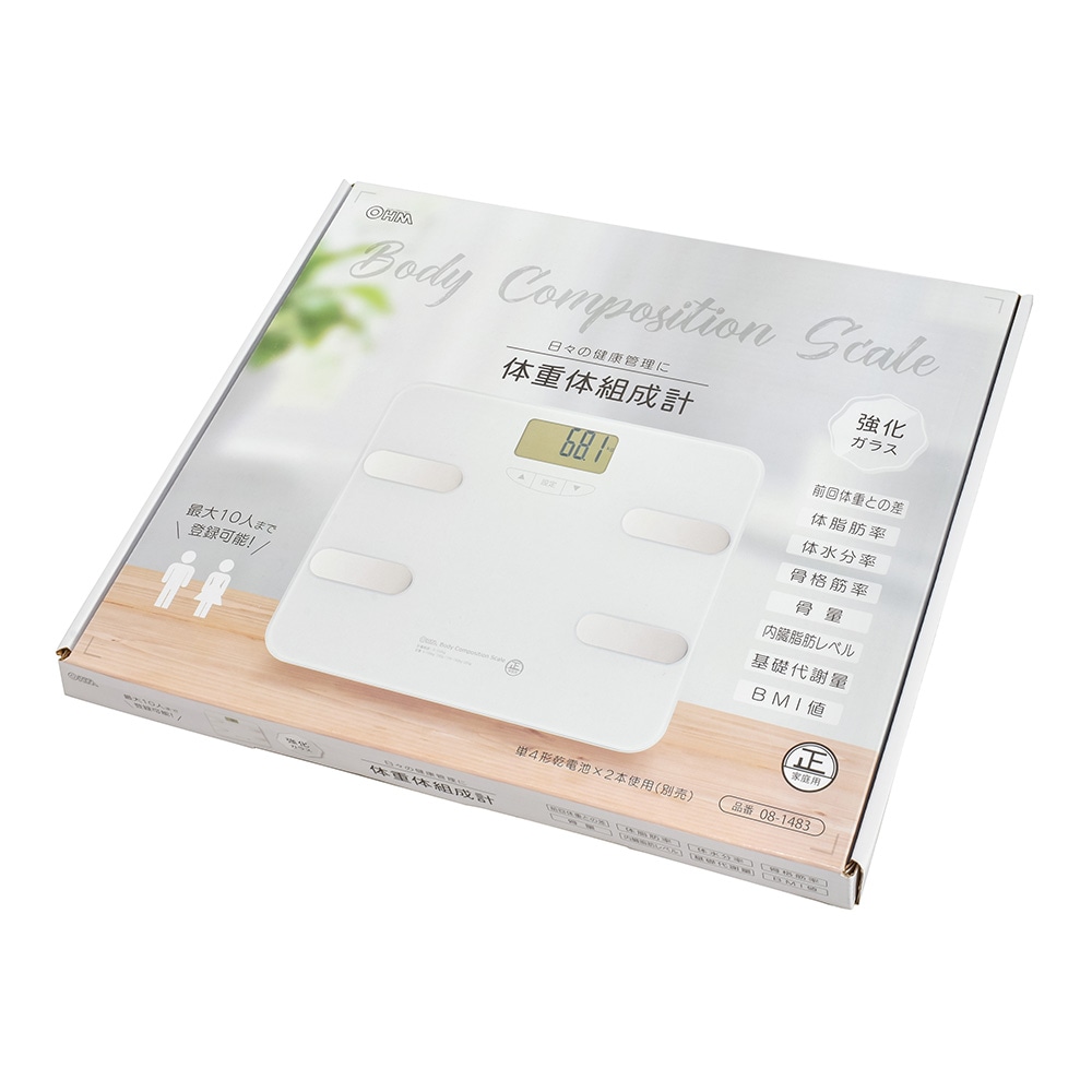 体重体組成計 強化ガラス ホワイト｜HB-KG11R6-W 08-1483｜通販なら