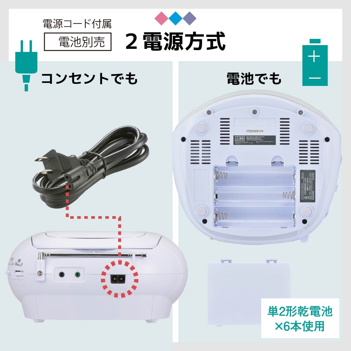AudioComm ポータブルCDラジオ OHM ポータブルCDラジオ RCR