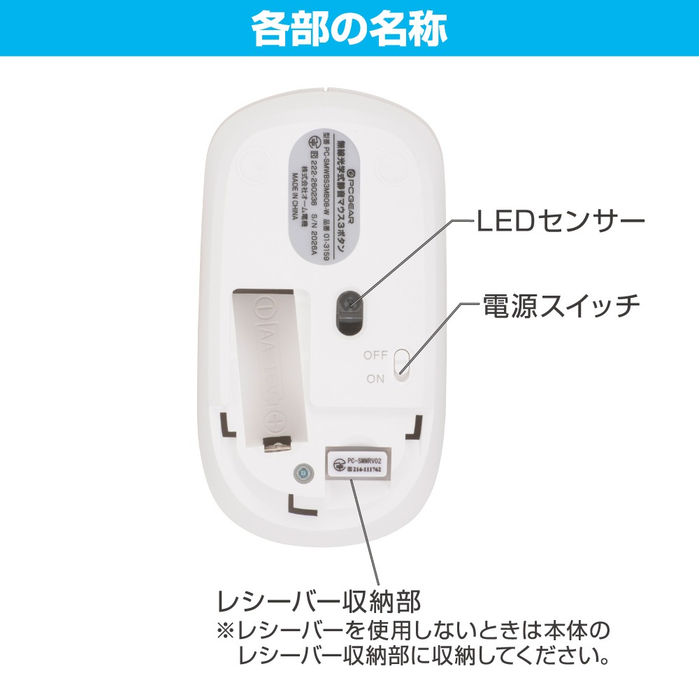 PCGEAR ̵�����ؼ��Ų��ޥ��� M������ �ۥ磻�ȡ�PC-SMWBS3MB08-W 01-3159