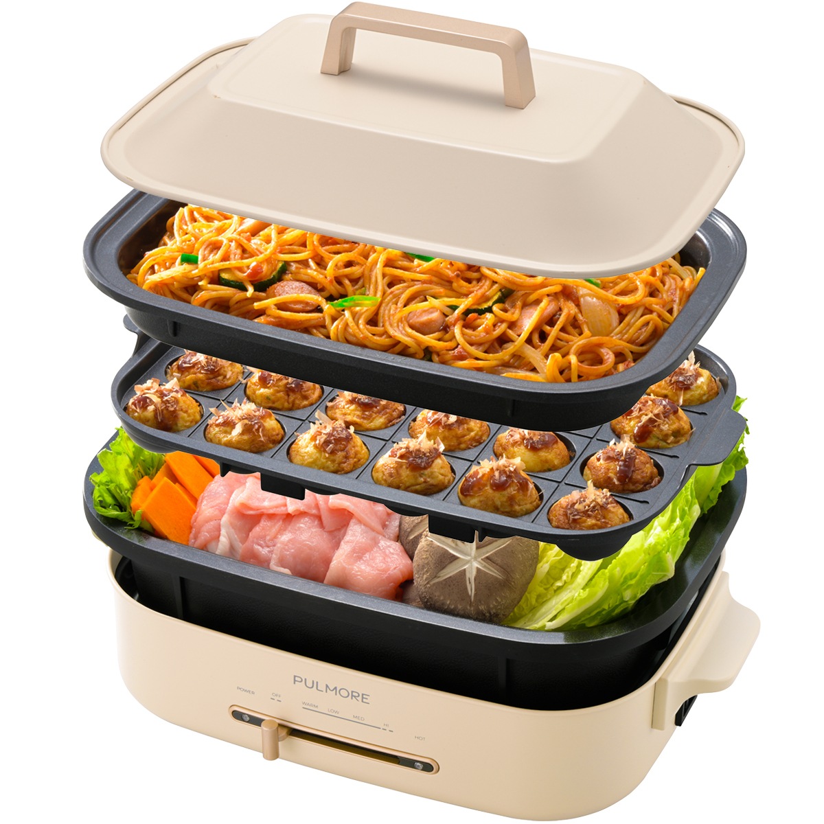 PULMORE ホットプレートPlus 3点セット｜COK-PYH80AZ 08-1705