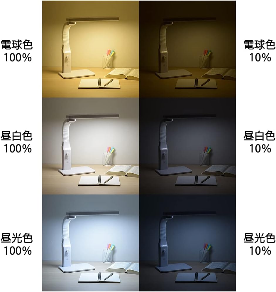 LEDデスクライト 調光・調色機能付き｜DS-LE95CG-W/RA93 06-3685