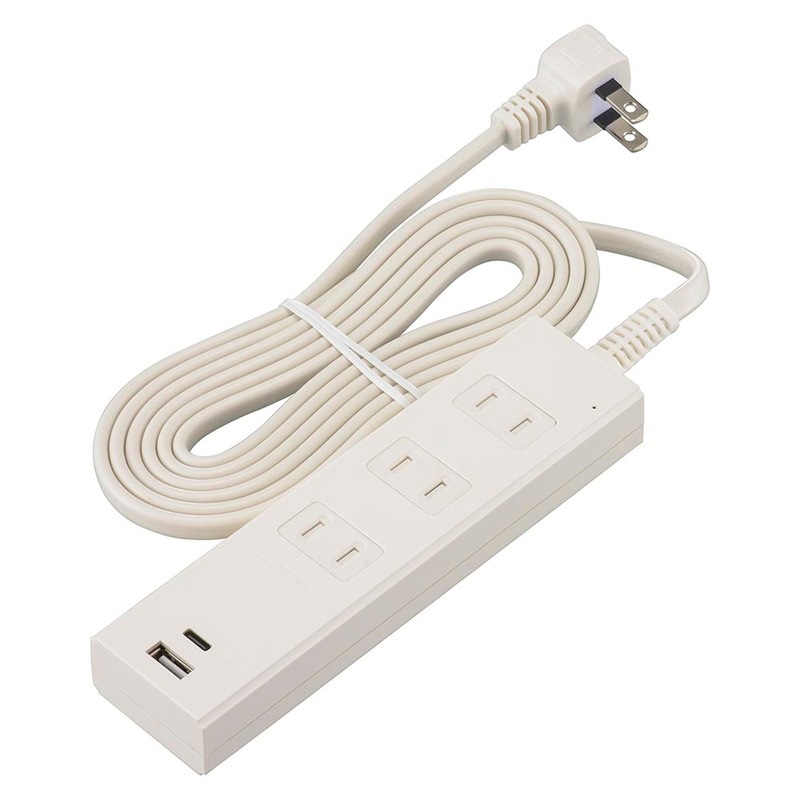 3�ĸ����å� �륬���� PD�б�Type-C/Type-A�ݡ����դ� 2m �ۥ磻�ȡ�HS-TKU32PD23-W 00-1007