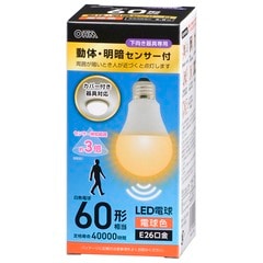 LED電球 E26 60形相当 動体・明暗センサー付 電球色｜LDA7L-G-MW