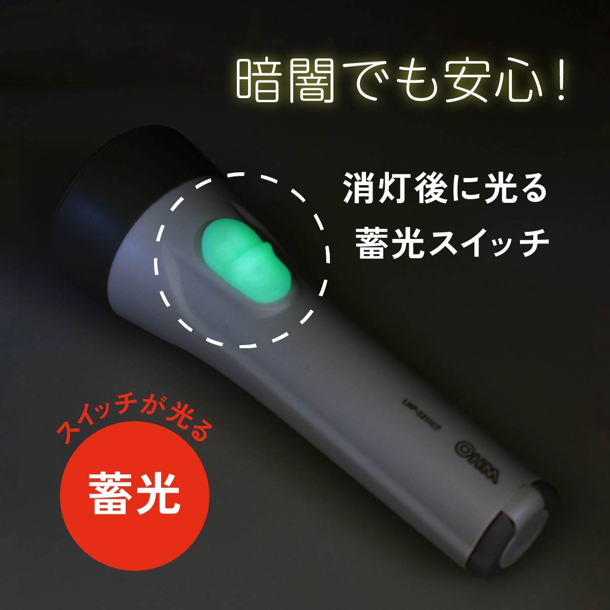 LED懐中ライト 単2形乾電池×2本付き 110ルーメン｜LHP-2211C7 08-0923