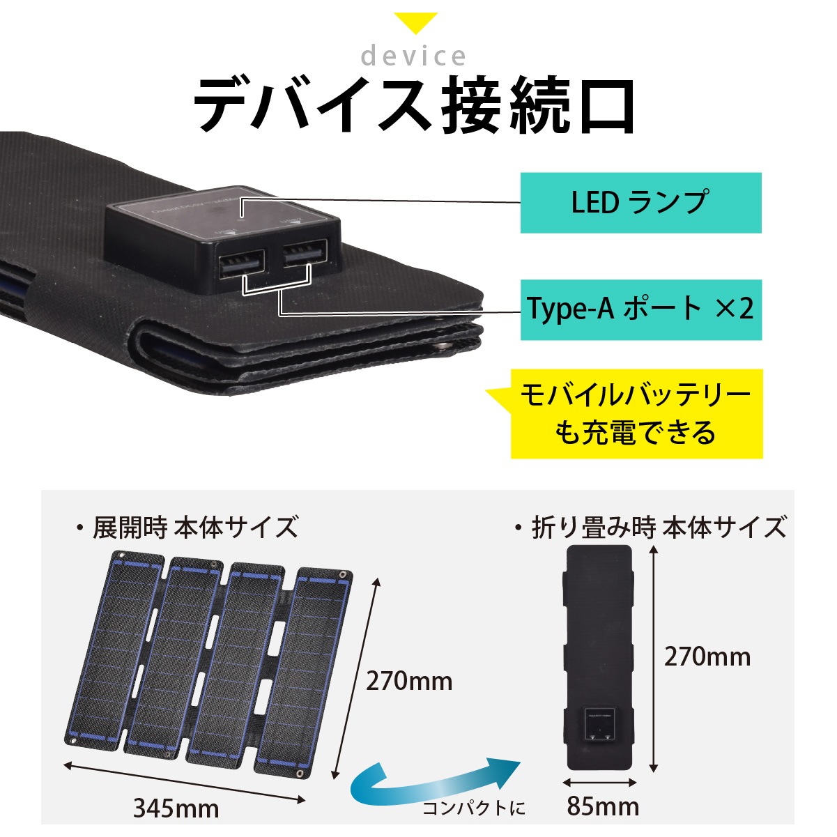 折り畳み式ソーラーパネル充電器 14W｜BT-JS14AA1 05-1174｜通販なら