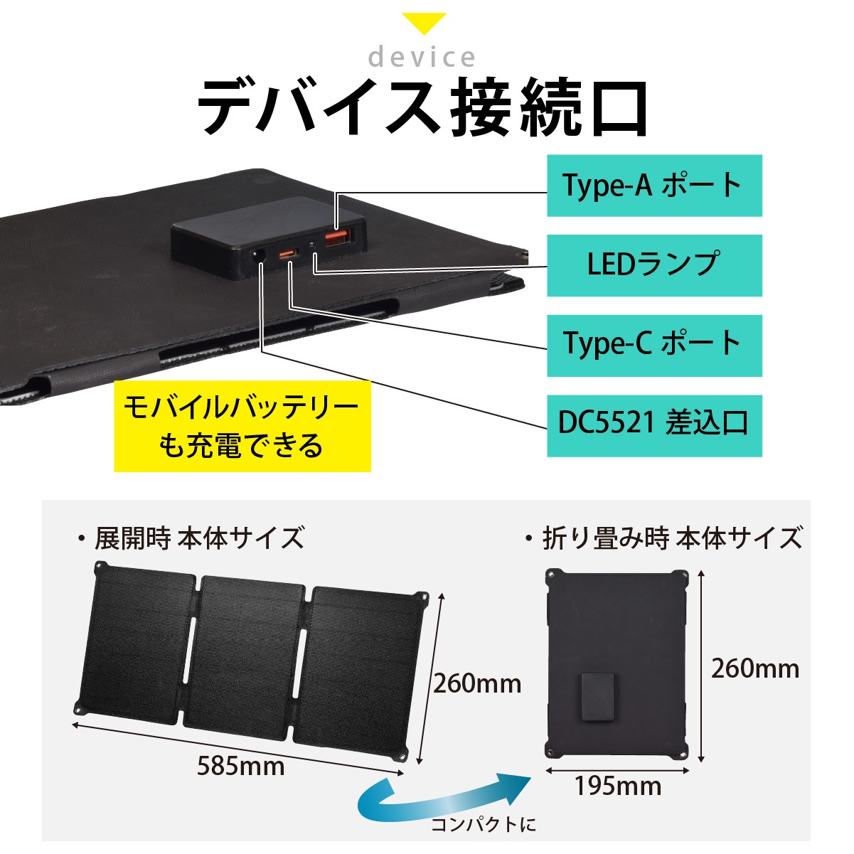 折り畳み式ソーラーパネル充電器 21W｜BT-JS21AA2 05-1175｜通販なら