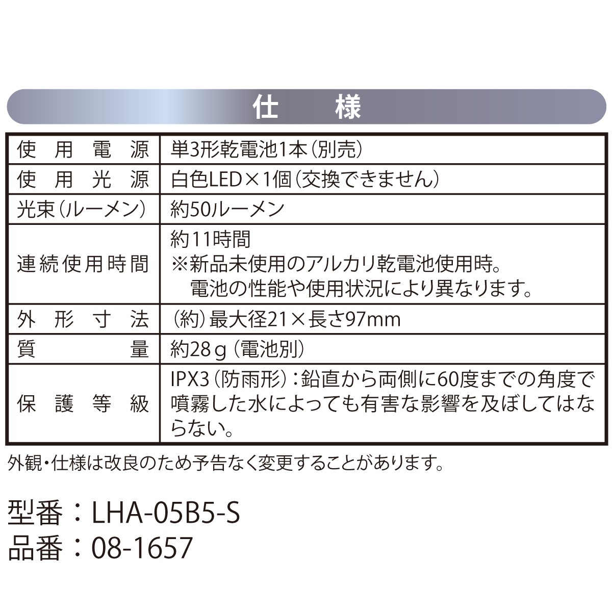 LED����ѥ��ȥ饤�� ����С���LHA-05B5-S 08-1657