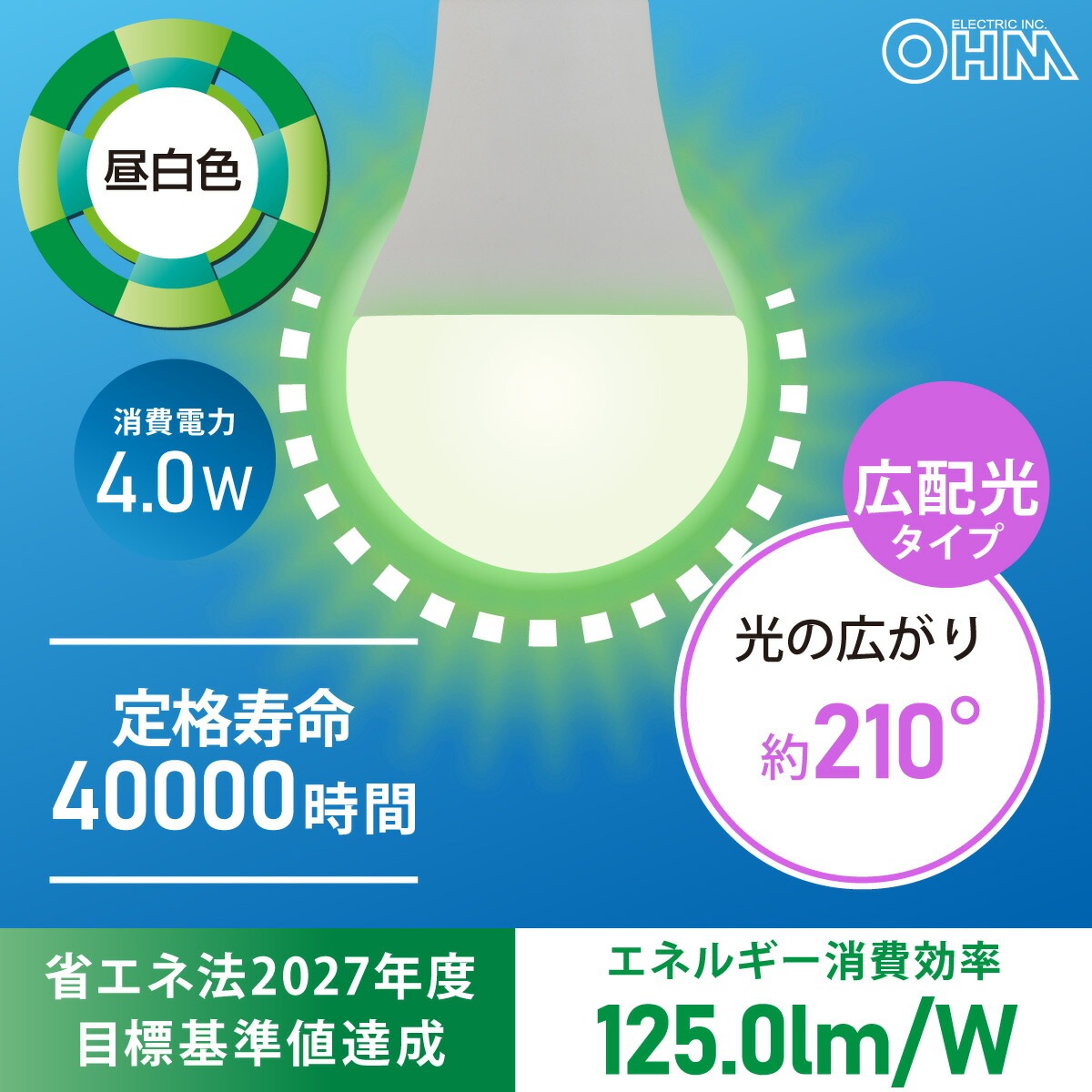 LED電球小形E17 40形相当 昼白色 2個入｜LDA4N-G-E17 AG62P 06-5543