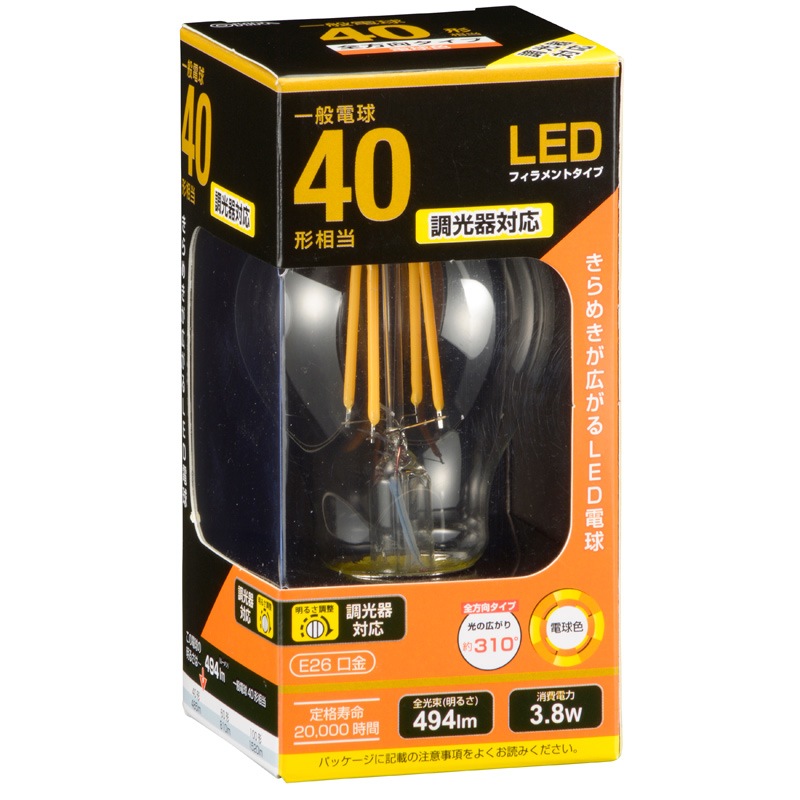 LED�ŵ� �ե������ �����ŵ� E26 40������ Ĵ�����б� �ŵ忧 ���ꥢ ��������LDA4L/D C6 06-3482