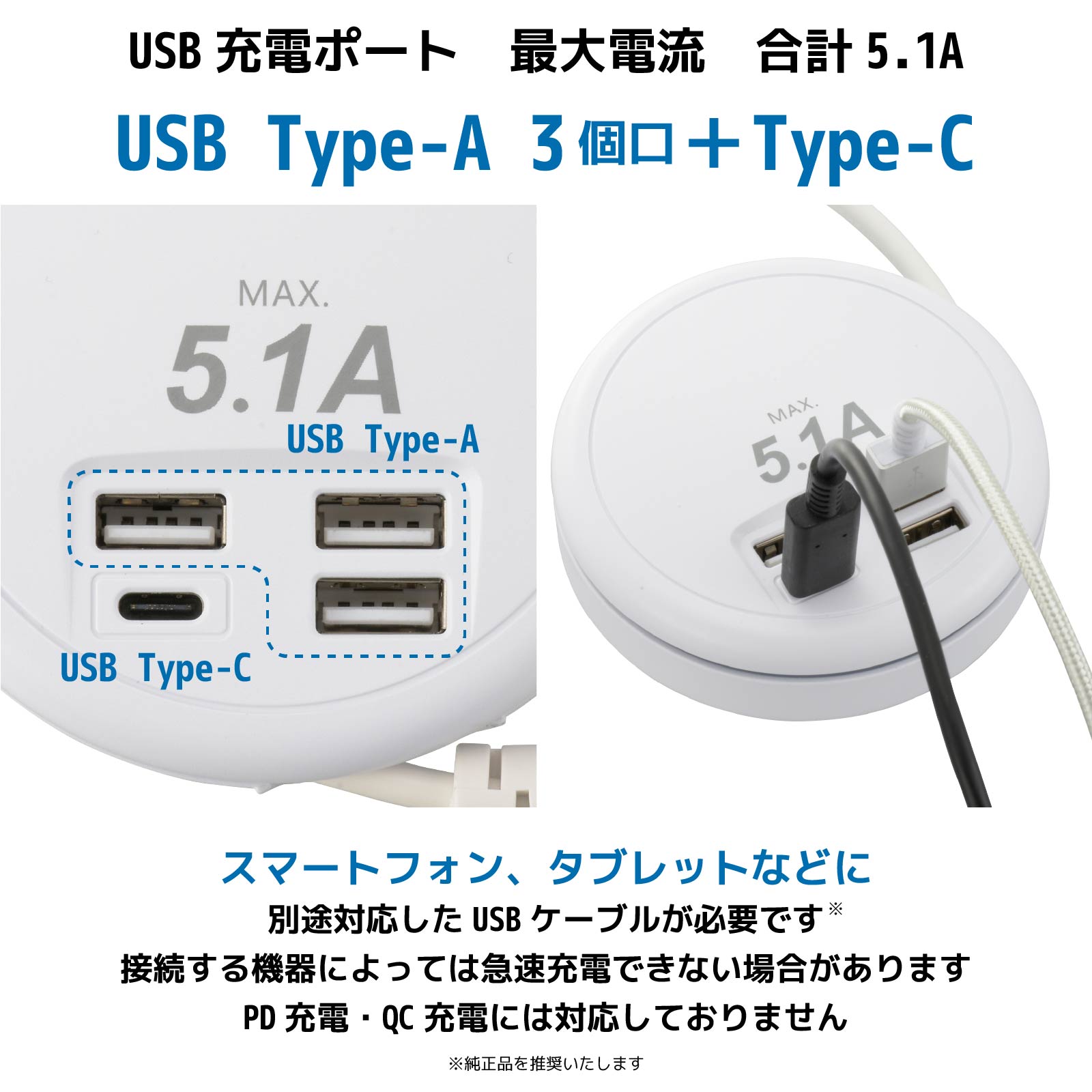 USB AC���㡼���㡼 TypeA��3��TypeC 45cm �����ɴ��輰��SMP-U3C51E3-W 00-1228