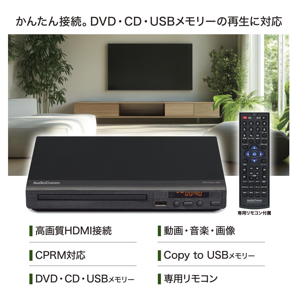 AudioComm DVD�ץ졼�䡼 250��DVD-250N 03-6500