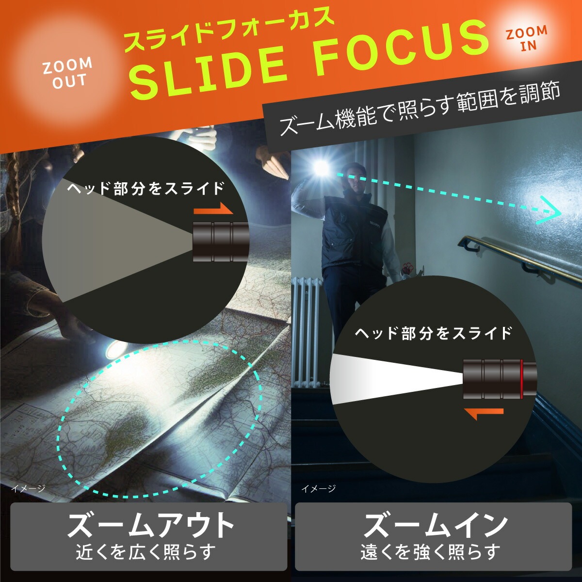 USB充電式LEDズームペンライト｜LHC-R300ZL-K 08-1392｜通販ならオーム