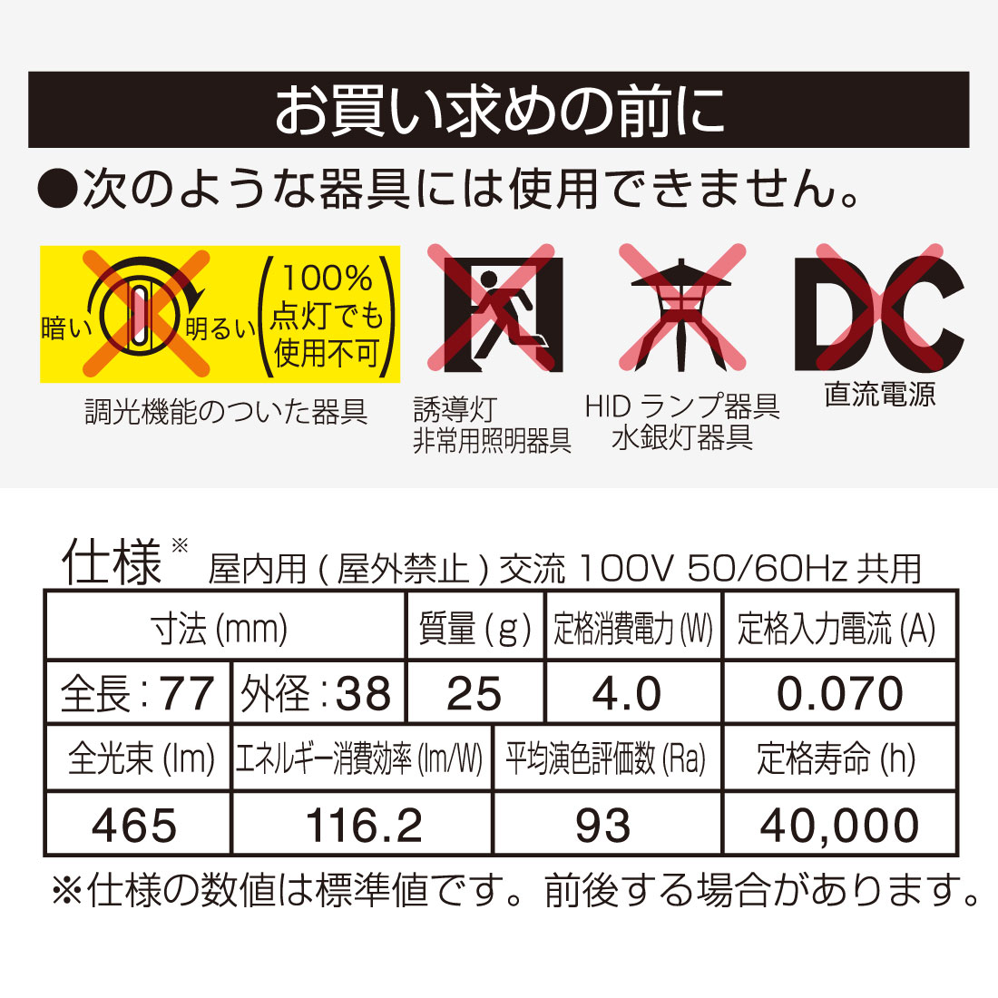 LED�ŵ微��E17 40������ �ŵ忧��LDA4L-G-E17 RA 06-5557