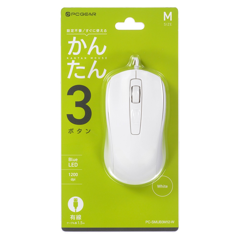 PCGEAR ���󤿤���ؼ��ޥ��� M������ �ۥ磻�ȡ�PC-SMUB3M12-W 01-3665