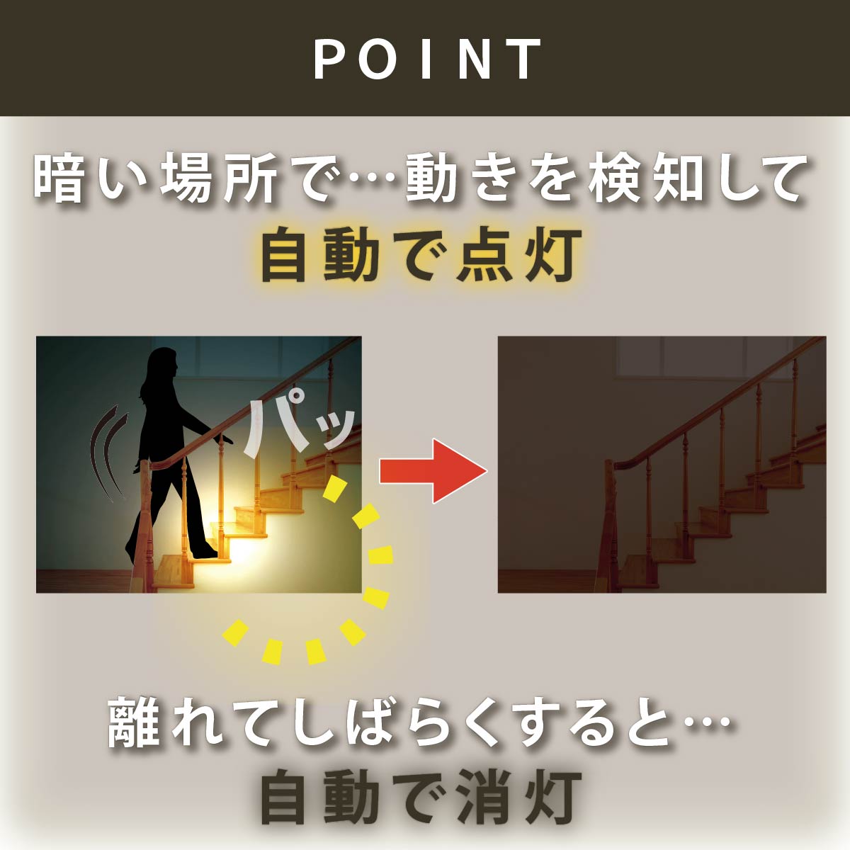 LEDセンサーナイトライト 明暗+人感 屋内用 電池式｜NIT-BLA6JSQ