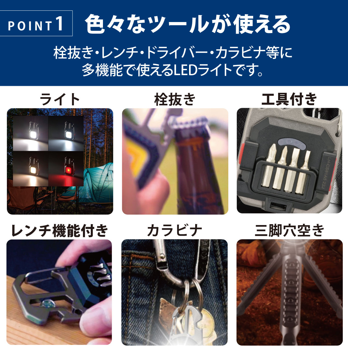 コンパクトツールライト 四角形 810ルーメン｜LH-CS81A5 08-1517