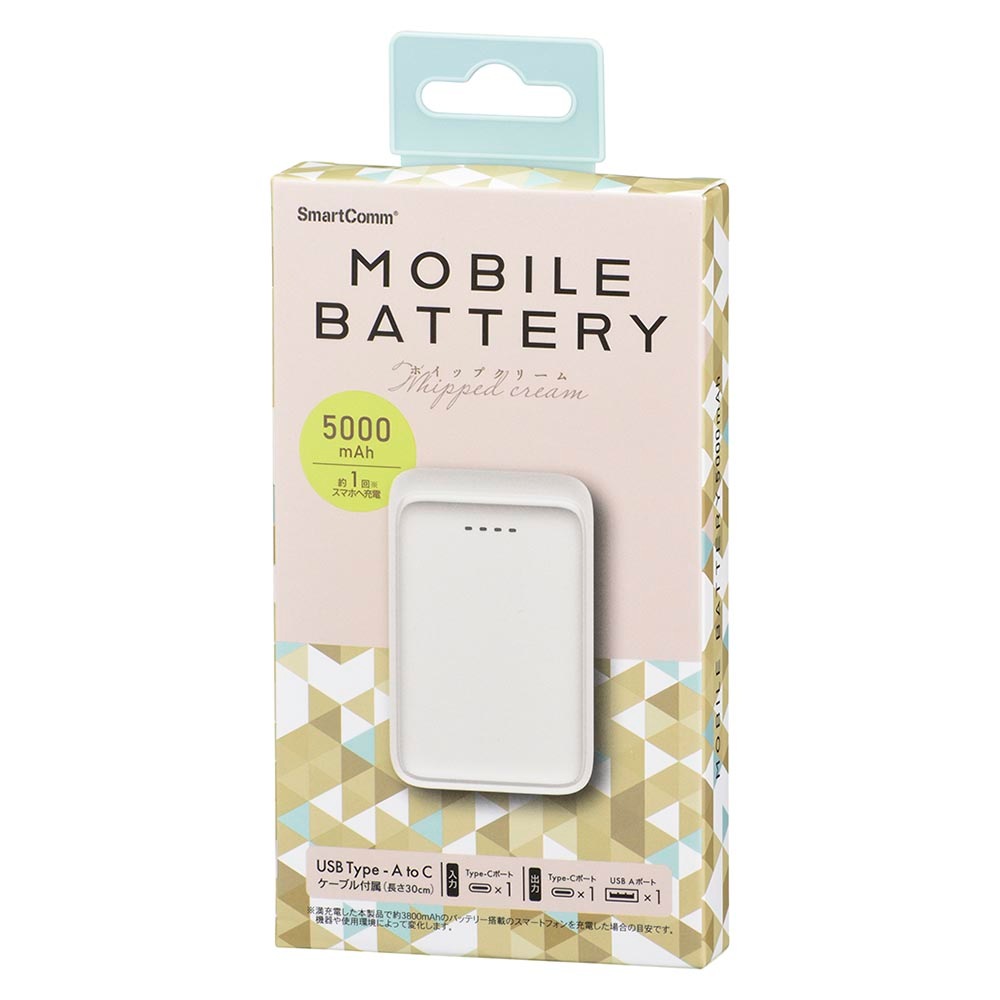 SmartComm ��Х���Хåƥ꡼ 5000mAh �ۥ��åץ��꡼���SMP-MB50-W 05-0800