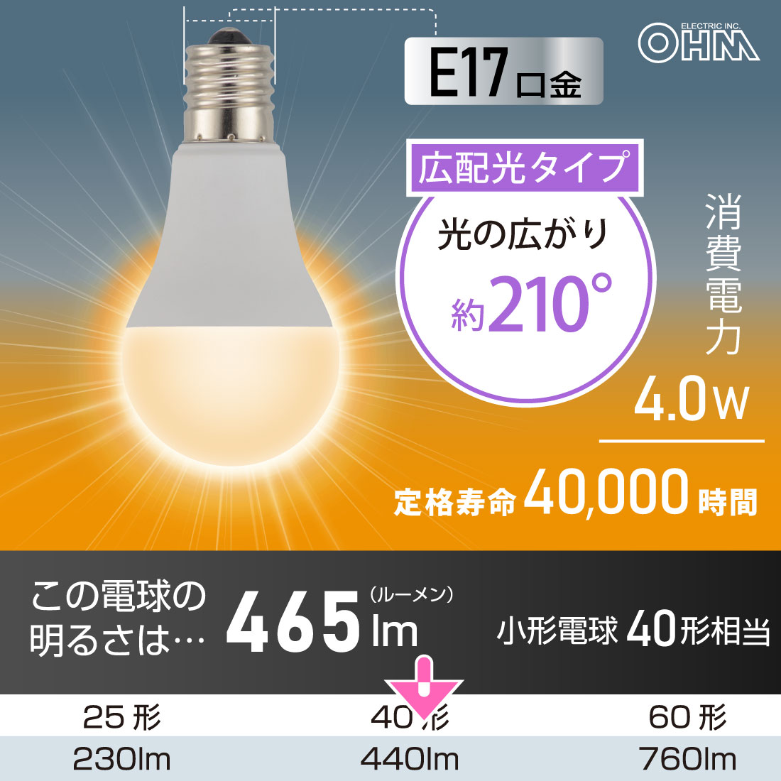 LEDŵ微E17 40 ŵ忧 2LDA4L-G-E17 RA 2P 06-5560