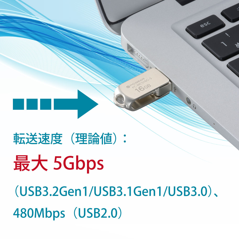 PCGEAR Type-C&Type-A�б� USB�ե�å������ 16GB ����С���PC-MCS16G-S 01-3930
