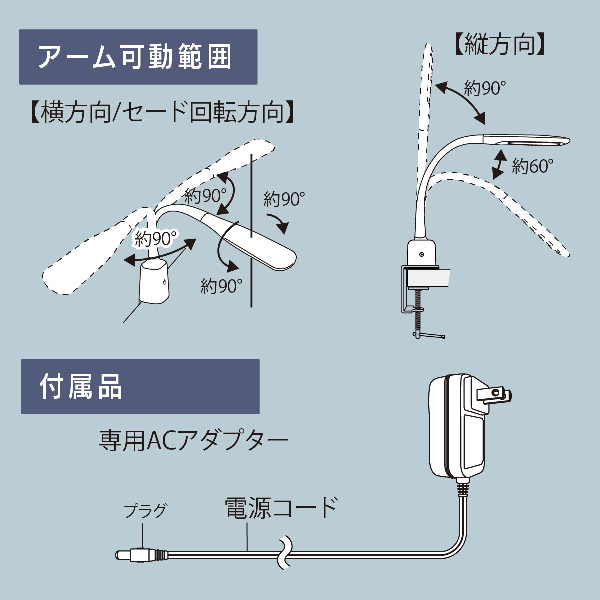 LEDデスクランプ クランプタイプ｜LTC-LS16MUGH-W 06-3826｜通販