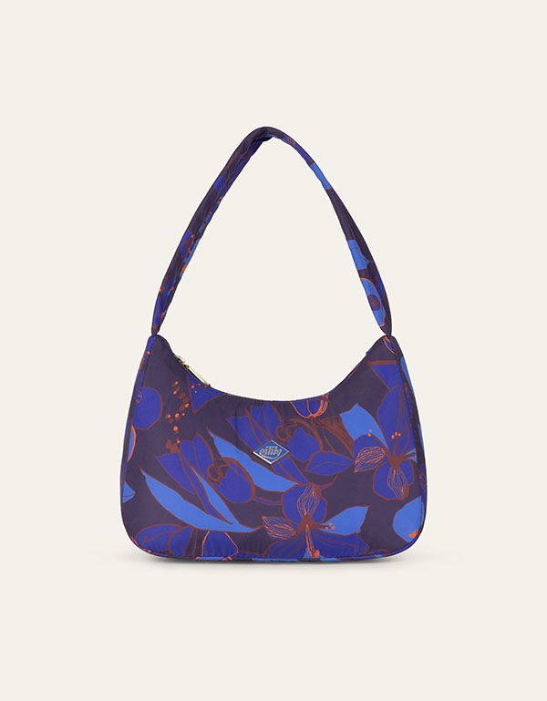 ■サンプル■【OIL0844】ショルダーバッグ 軽量 ワンショルダー ホーボーバッグ 大花柄 パデッド　ブルー