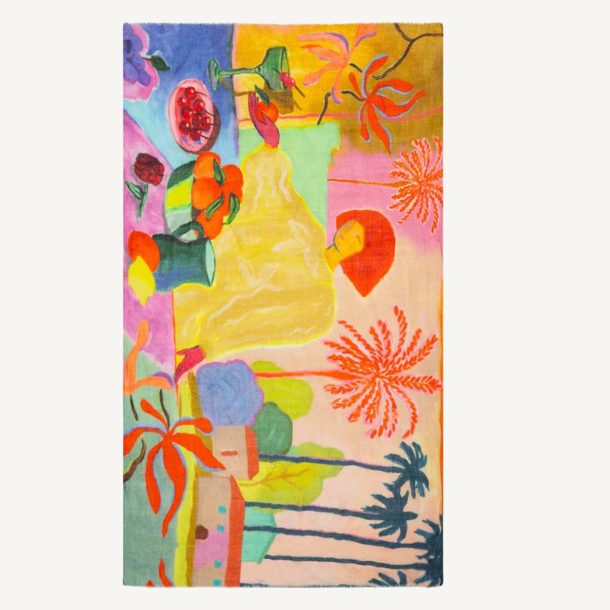 取り寄せ【S25WAC9060】スカーフ 水彩画 サマーストーリー ウール 100x180cm