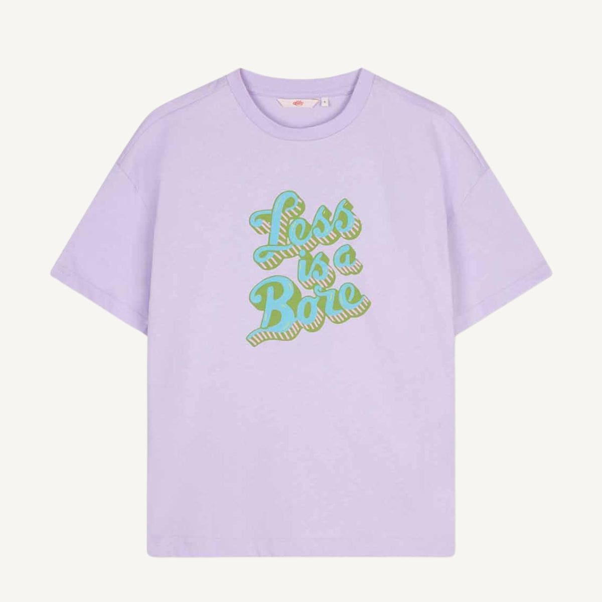 取り寄せ【S25WJE4101】TシャツLess is a bore パステルライラック