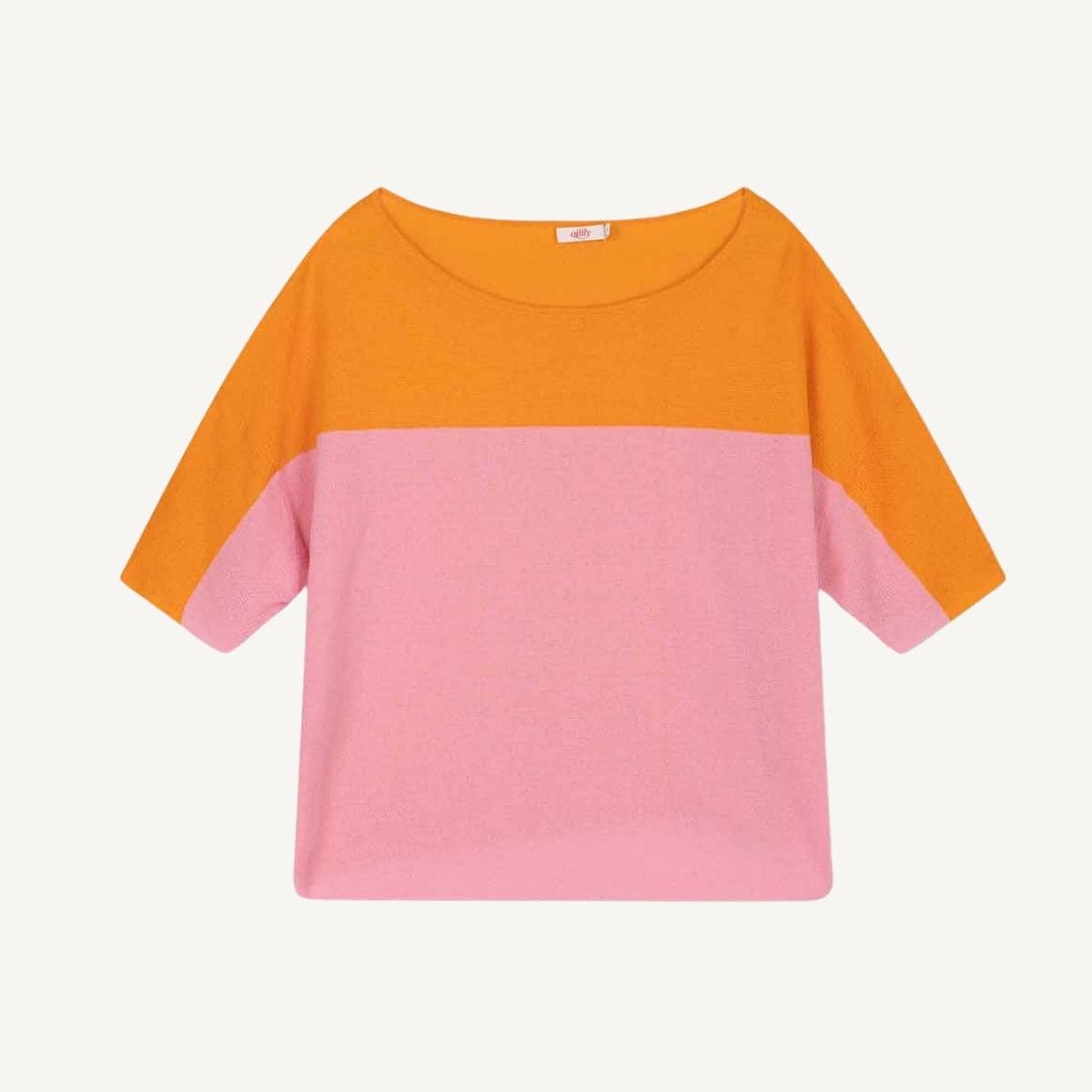 取り寄せ【S25WKN3090】ニットColorblock Dark Cheddar - Prism Pink