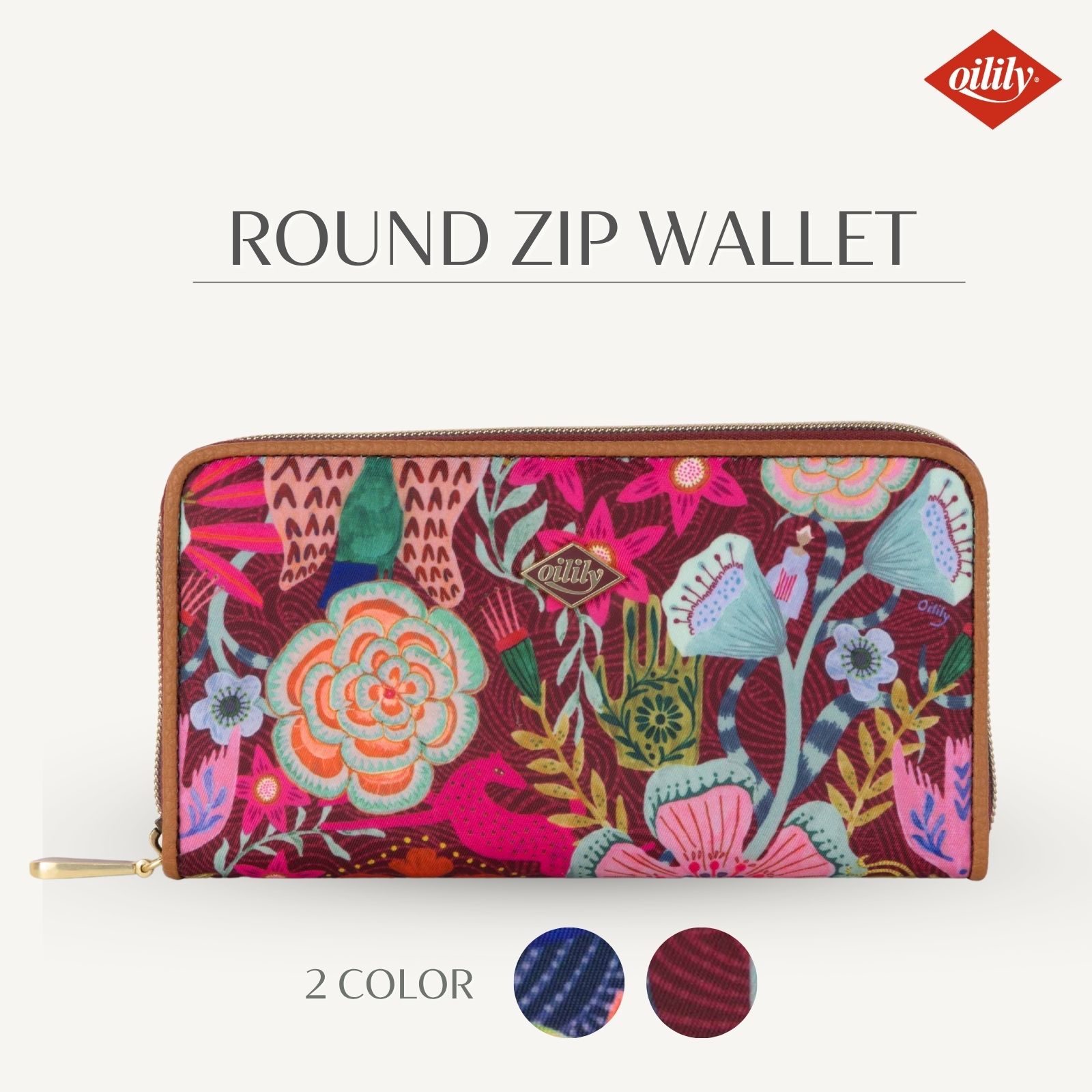 【oil1612】 長財布 ラウンドファスナー スコットランドフラワー 花柄 トレジャープリント 