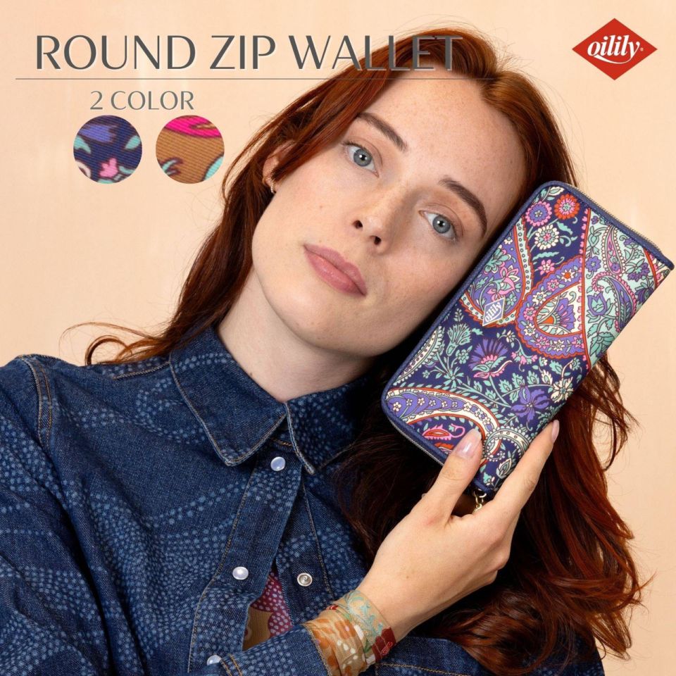 【oil1627】 財布 長財布 ラウンドファスナー  ペイズリー Paisley 4 Ever