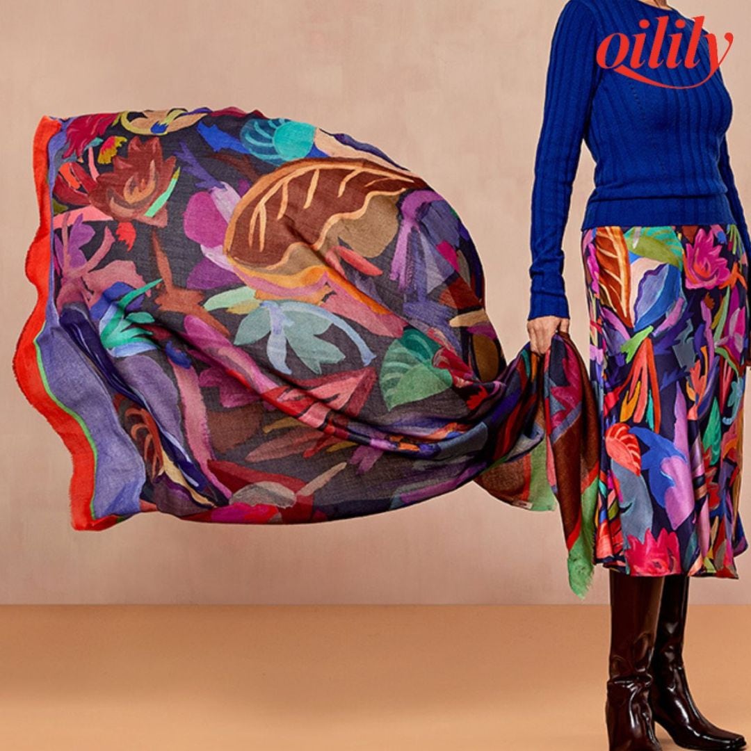 【f25wac9010】 ストール リリー 大花柄 ウール 【100x180cm】