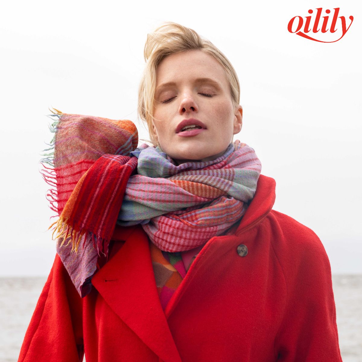 【f25wac9011】 ストール ブロック チェック ウール  【100ｘ180cm】