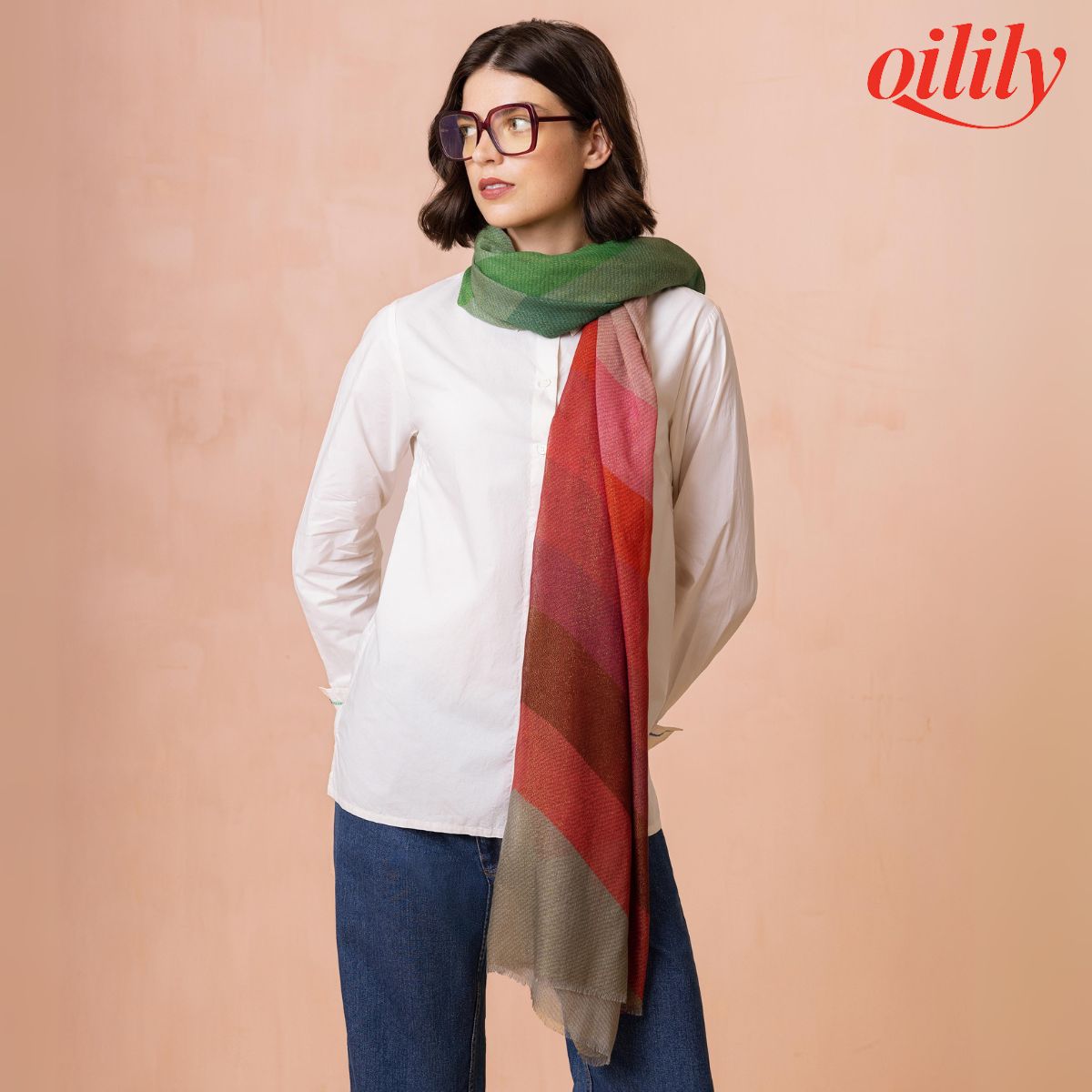 【f25wac9020】 ストール ストライプ ゴールド モダール 【100x180cm】