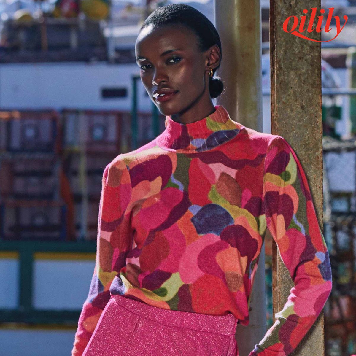 【f25wkn3070】 ニット Veerle レッド ウール 【S-M】