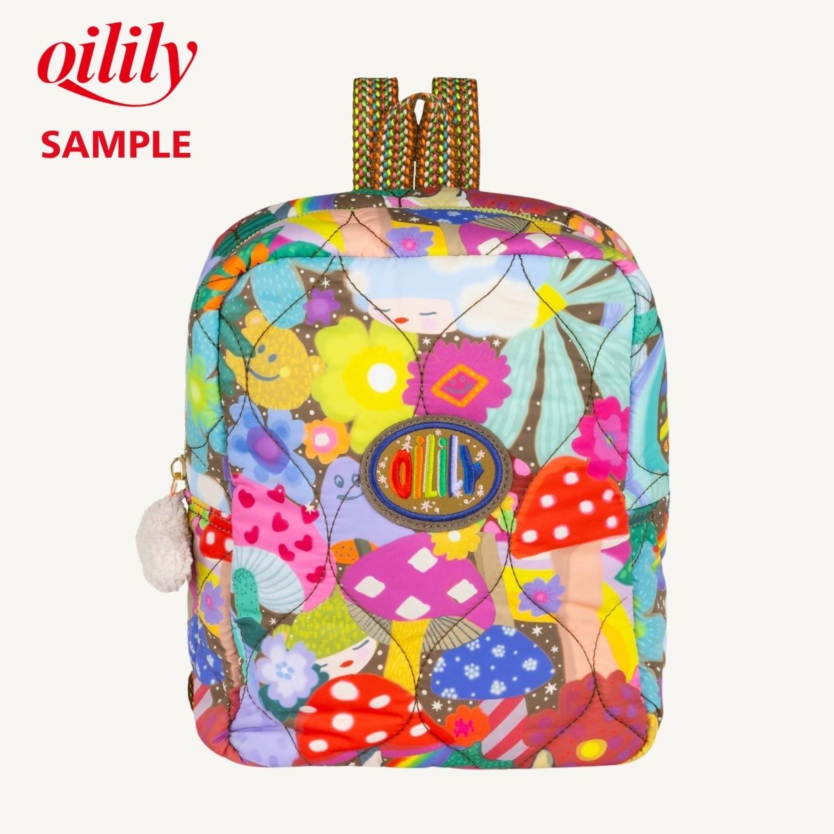 ■サンプル■【oil1583】 キッズリュック きのこワールド スクエアリュック 