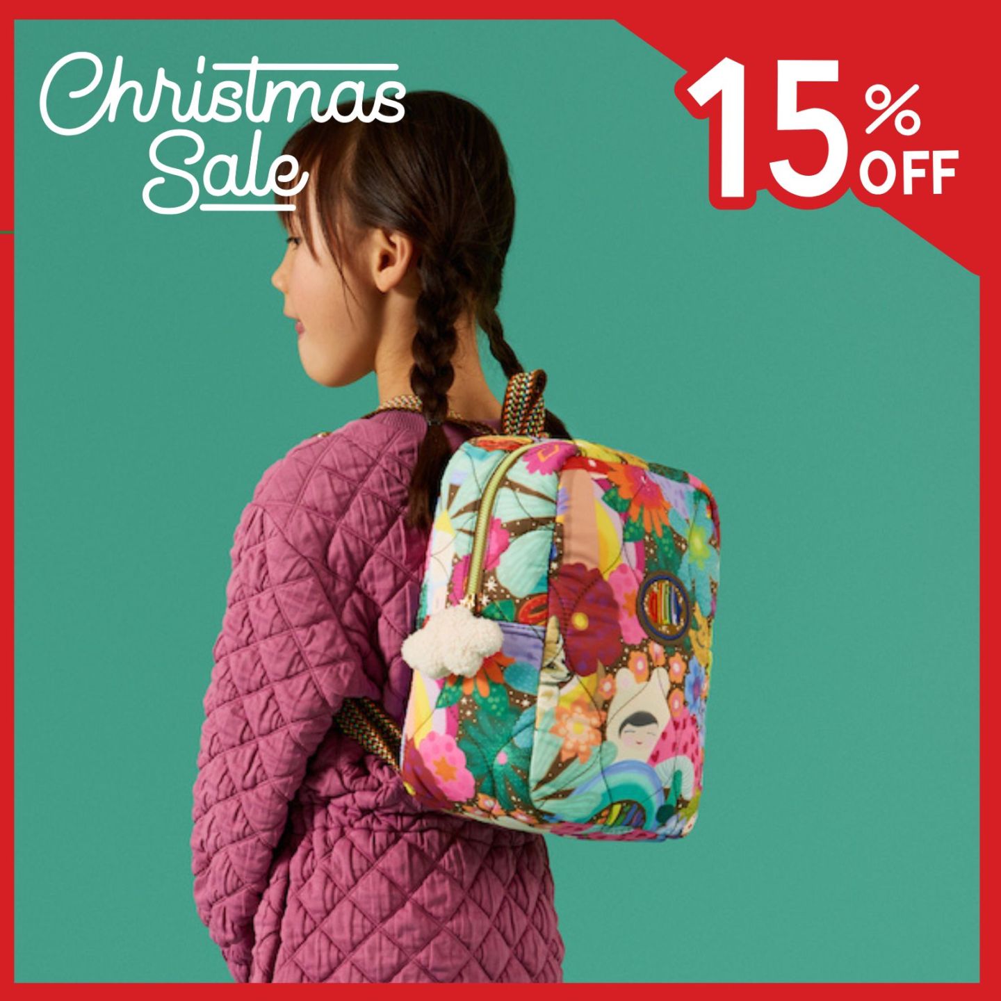 ☆クリスマスセール☆【oil1583】 キッズリュック きのこ 総柄 スクエアリュック 