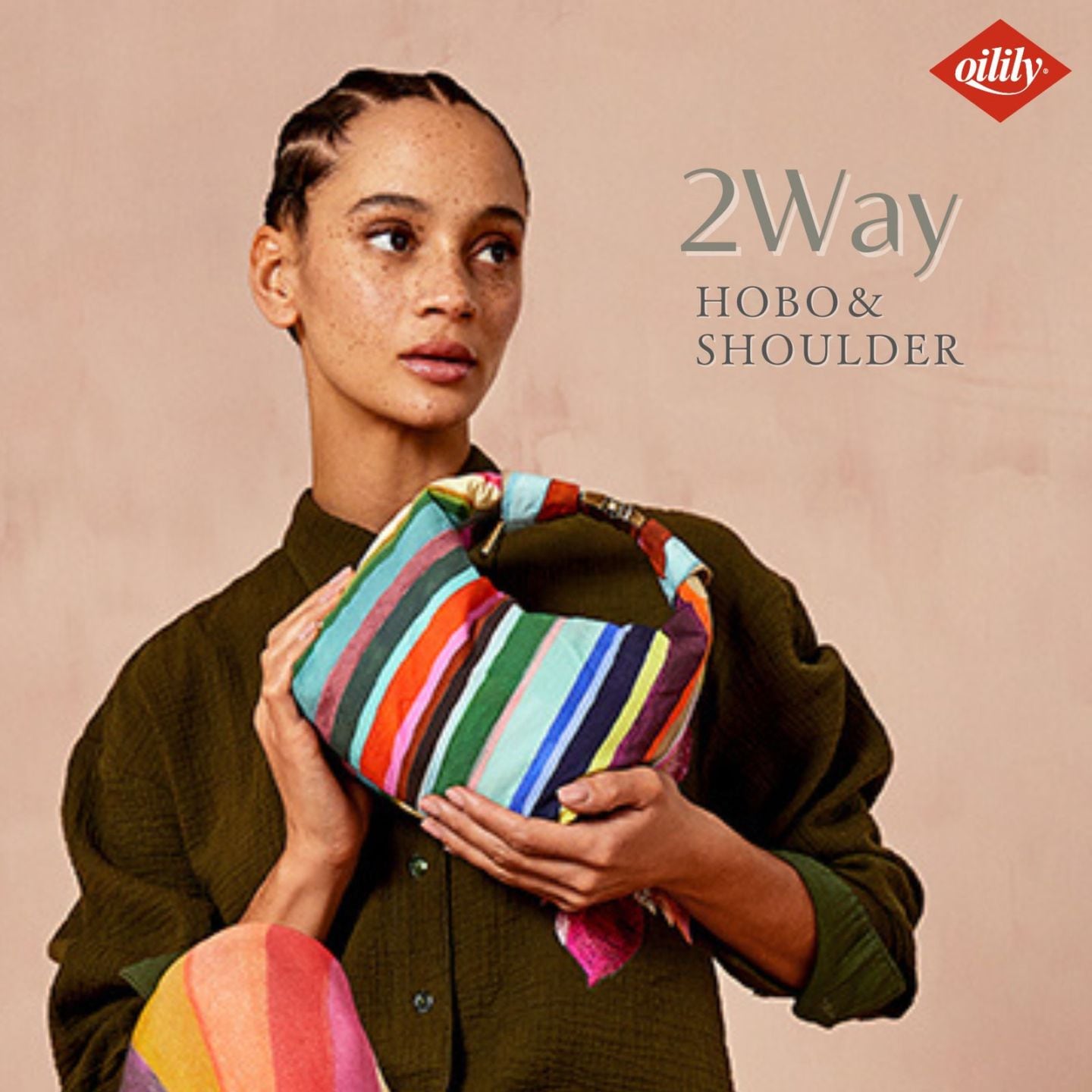 ■サンプル■【oil1665】2way バッグ ハンドバッグ＆ショルダーバッグ ピエテルネッレ ストライプ チューリップカラー 