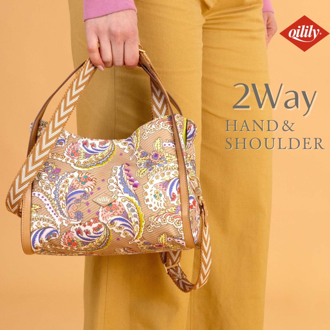 【oil1310】2way ハンドバッグ ラクシュミー ペイズリー ゴールド 