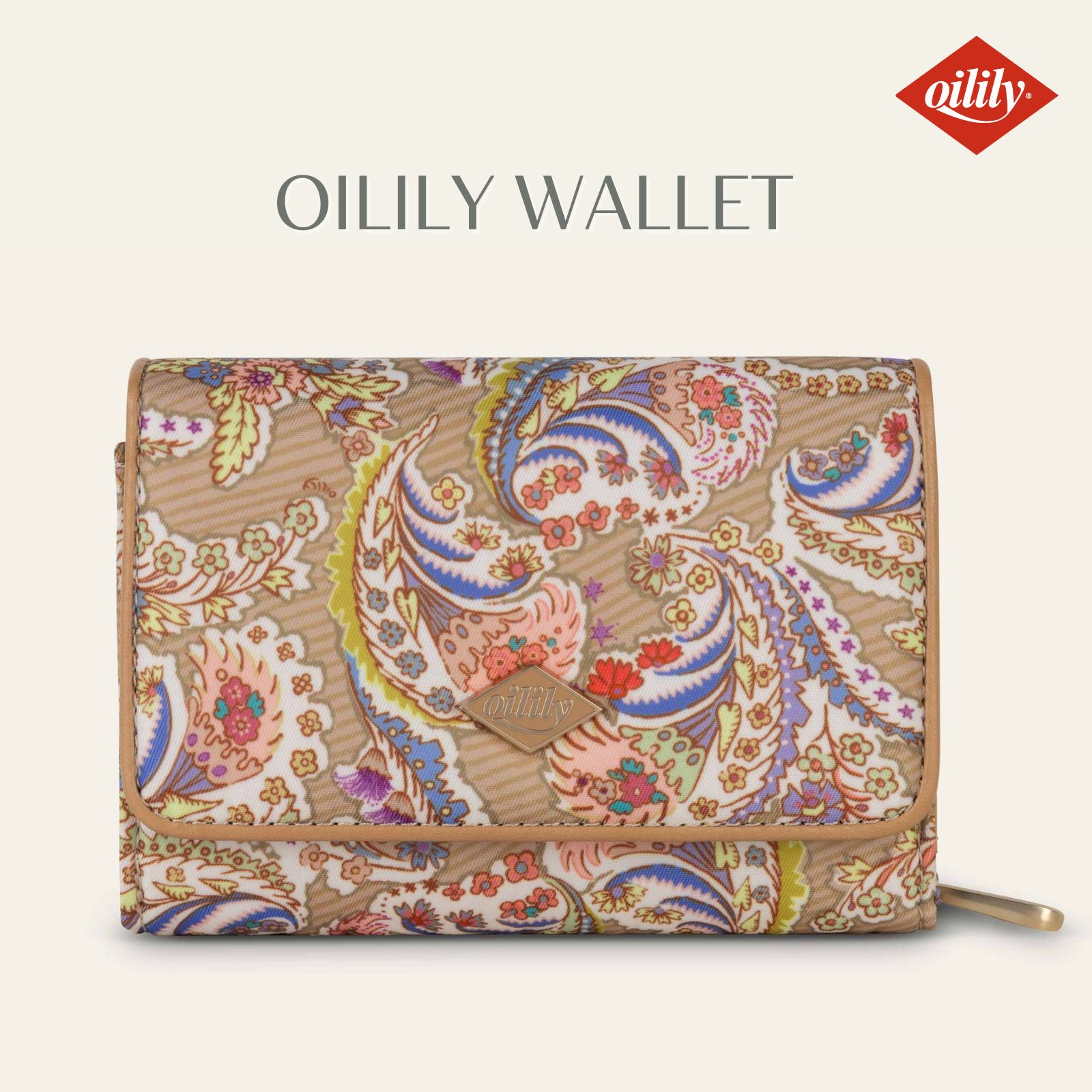 【oil1316】財布 三つ折り財布  ラクシュミー ペイズリー ゴールド