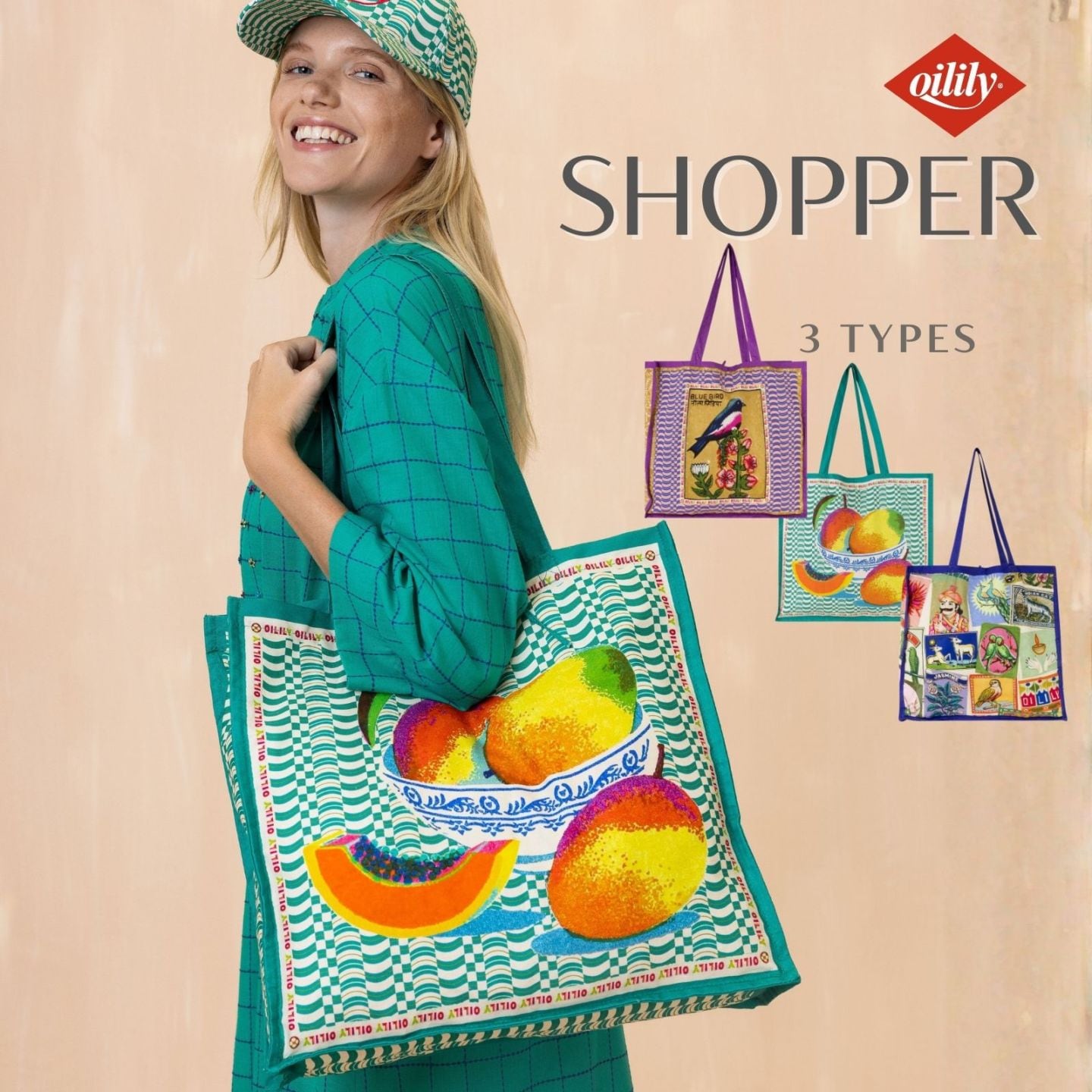 【oil1344】 トートバッグ コットンショッパー  