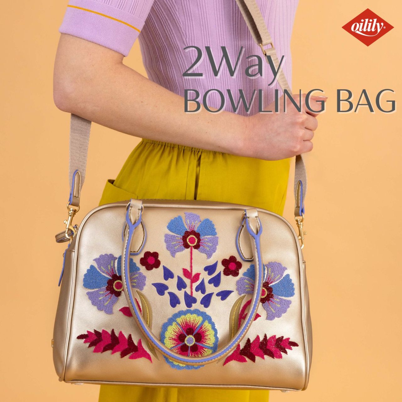 【oil1339】ハンドバッグ ボストンバッグ メタリック 刺繍  