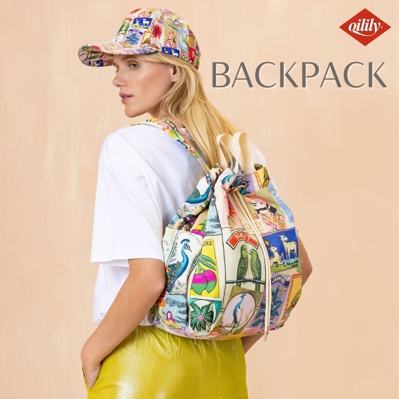 【oil1342】 リュック ドローストリング バックパック インド マハラジャ プリント 軽量 ナイロン