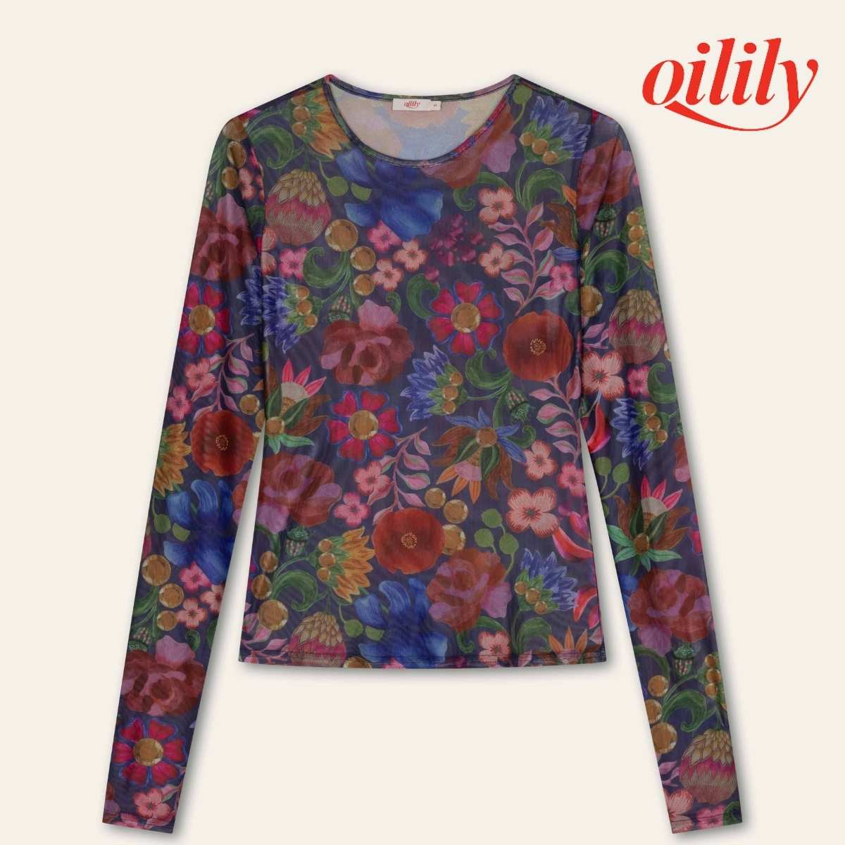【f26wje4002】シアー Tシャツ メッシュトップス  花柄プリント　M-Lサイズ