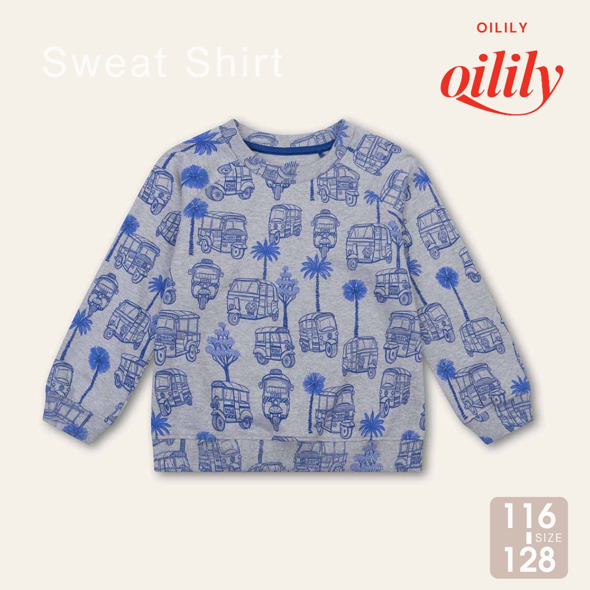 【ys26ghj508】 トレーナー コットン tuk tuk グレー 長袖【116-128cm】