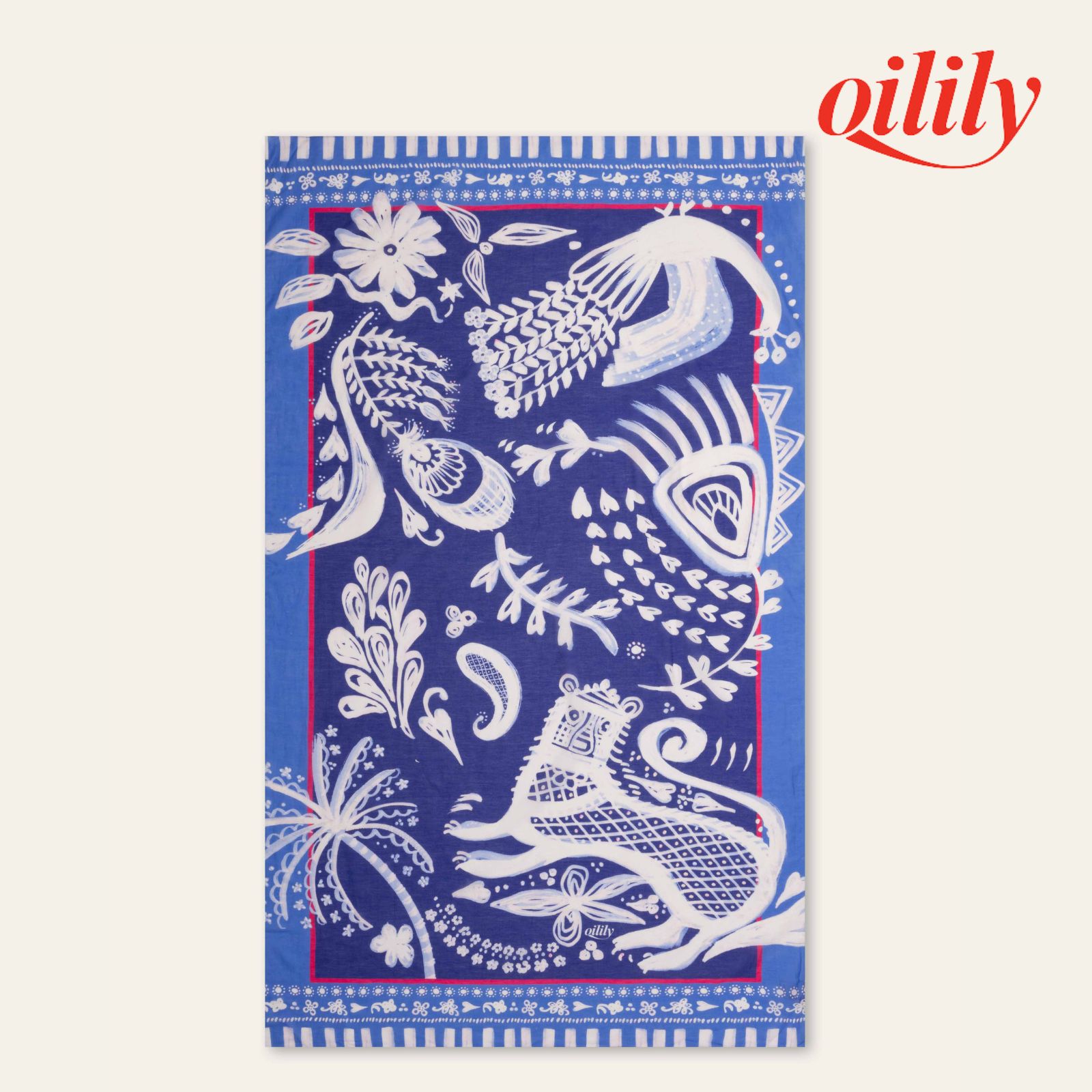 【S26WAC9030】スカーフ ストール コットン シルク 大判サイズ ブルー【100ｘ180cm】