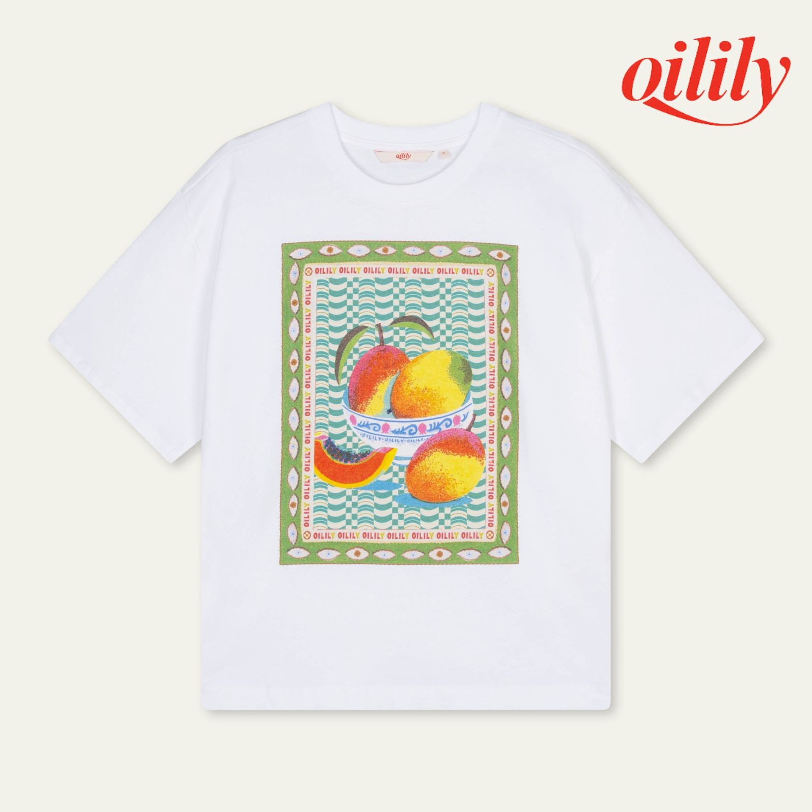 【S26WJE4542】 Tシャツ クルートップ オーガニックコットン ボックスTシャツ フルーツ オーバーサイズ【S-Mサイズ】