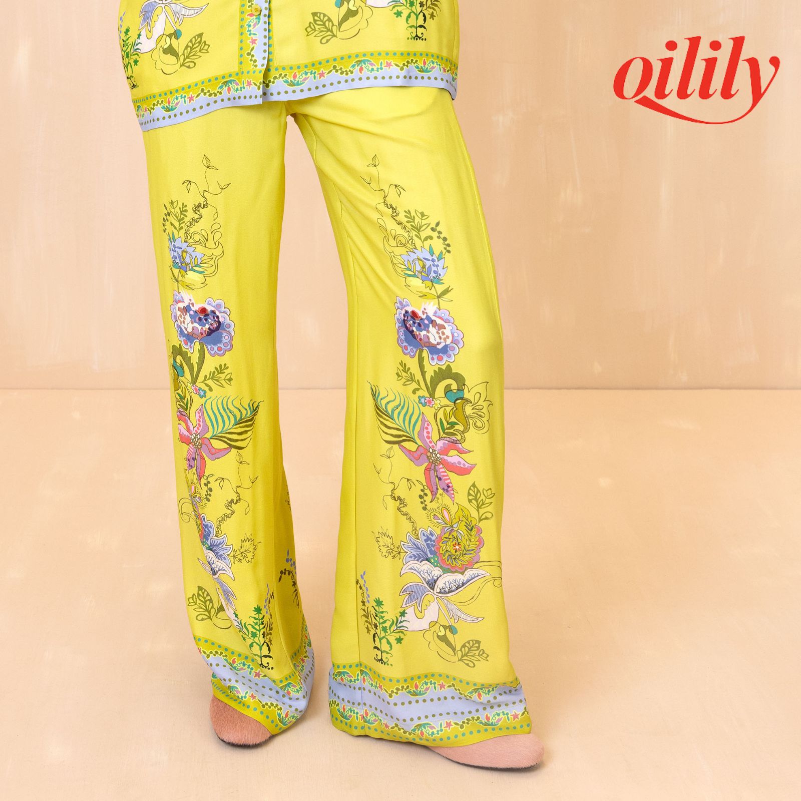 【S26WPA7020】 パンツ ビスコース 黄色 マライアート【S/36サイズ】