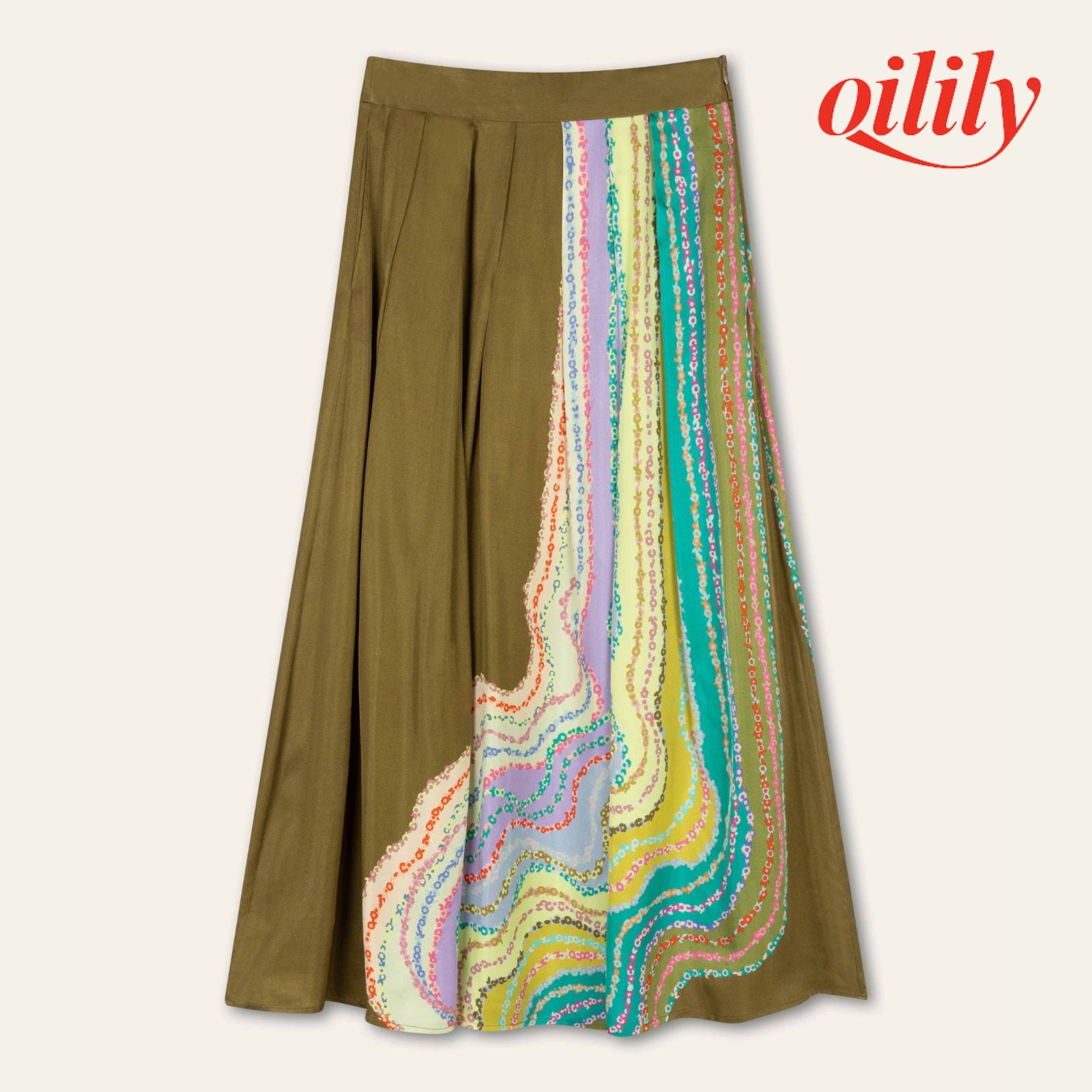 【S26WSK8000】 スカート フラワーガーランド プリーツスカート ビスコース【S-Lサイズ】