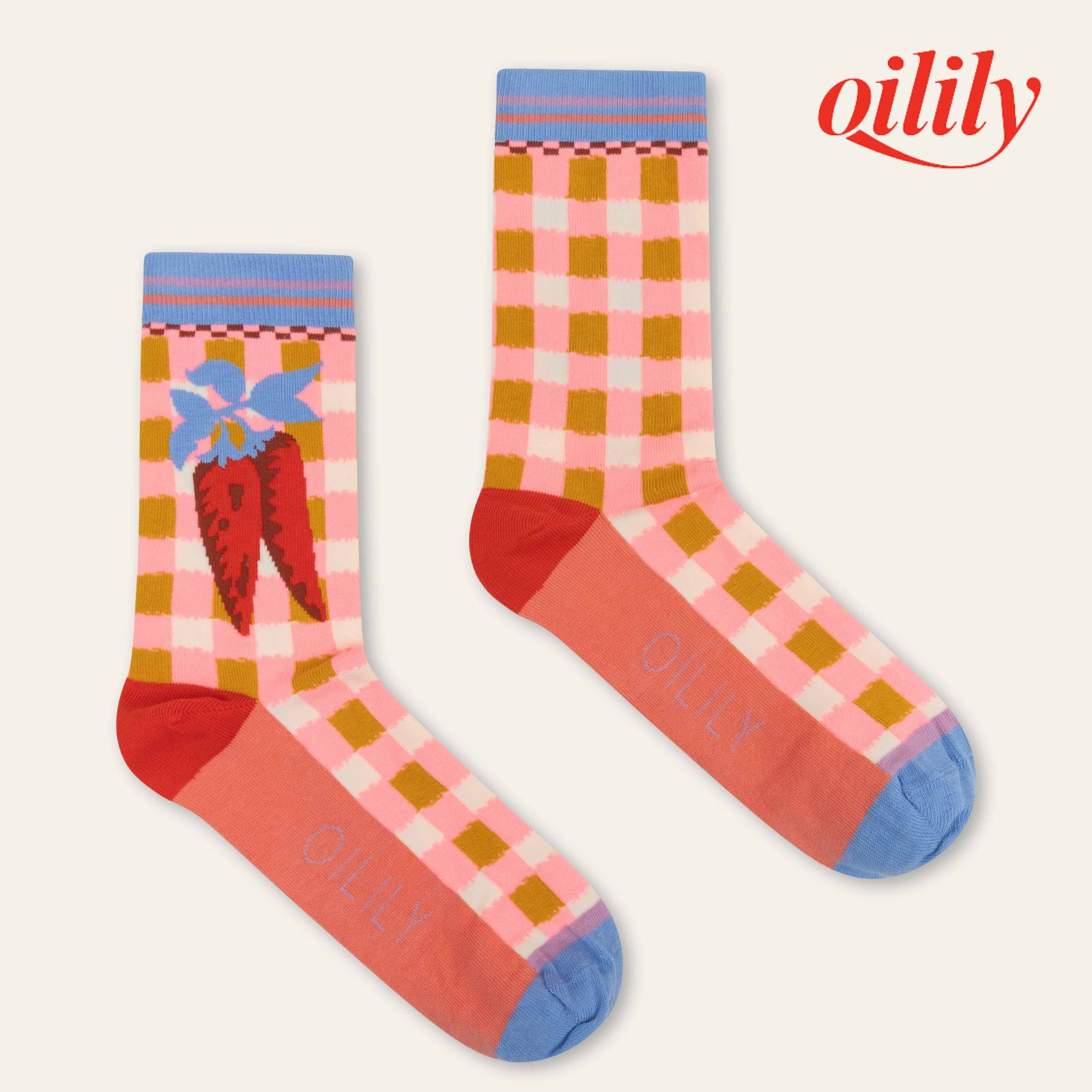 【S26WTI9132】 靴下 クルーソックス ペッパー チェック　39【24-25cm】